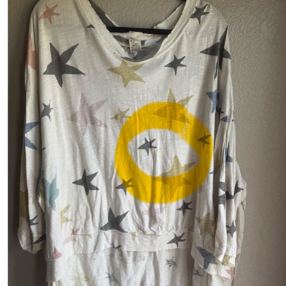 Magnolia Pearl Francis Multi Color Star Hi Lo Tunic Top Pullover Cotton FLAW - Picture 10 of 10